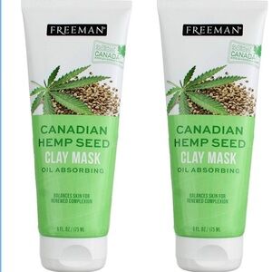 Freeman Canadian Hemp Seed Oil Absorbing Clay Mask TWO NEW Skin Cruelty Free